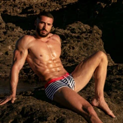 Boxer De Bain Iconic Swim TOF PARIS TOF207BU 10 Boxer De Bain Iconic Swim TOF PARIS TOF207BU -Emporio Armani Soldes Magasin Boxerbain tof TOF207BU raye a