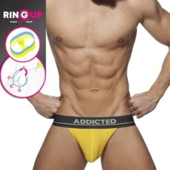 Jock Strap Cockring Addicted Mesh AD924 -Emporio Armani Soldes Magasin jockstrap addicted AD924 jaune 5