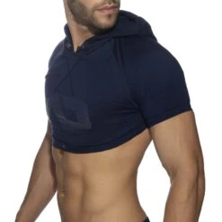 T-Shirt Crop Top Addicted Hoody AD1000 -Emporio Armani Soldes Magasin tshirt ad ad1000 bleu 4
