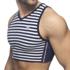T-Shirt Crop Top Addicted Sailor Velvet AD944 -Emporio Armani Soldes Magasin tshirt addicted ad944 bleu 4